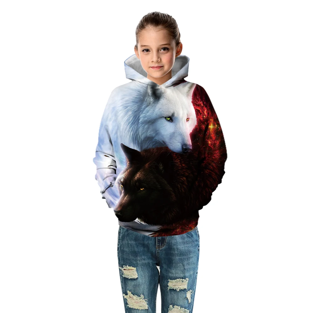 Детский пуловер с капюшоном и длинными рукавами 3D Цифровым принтом Ледяной