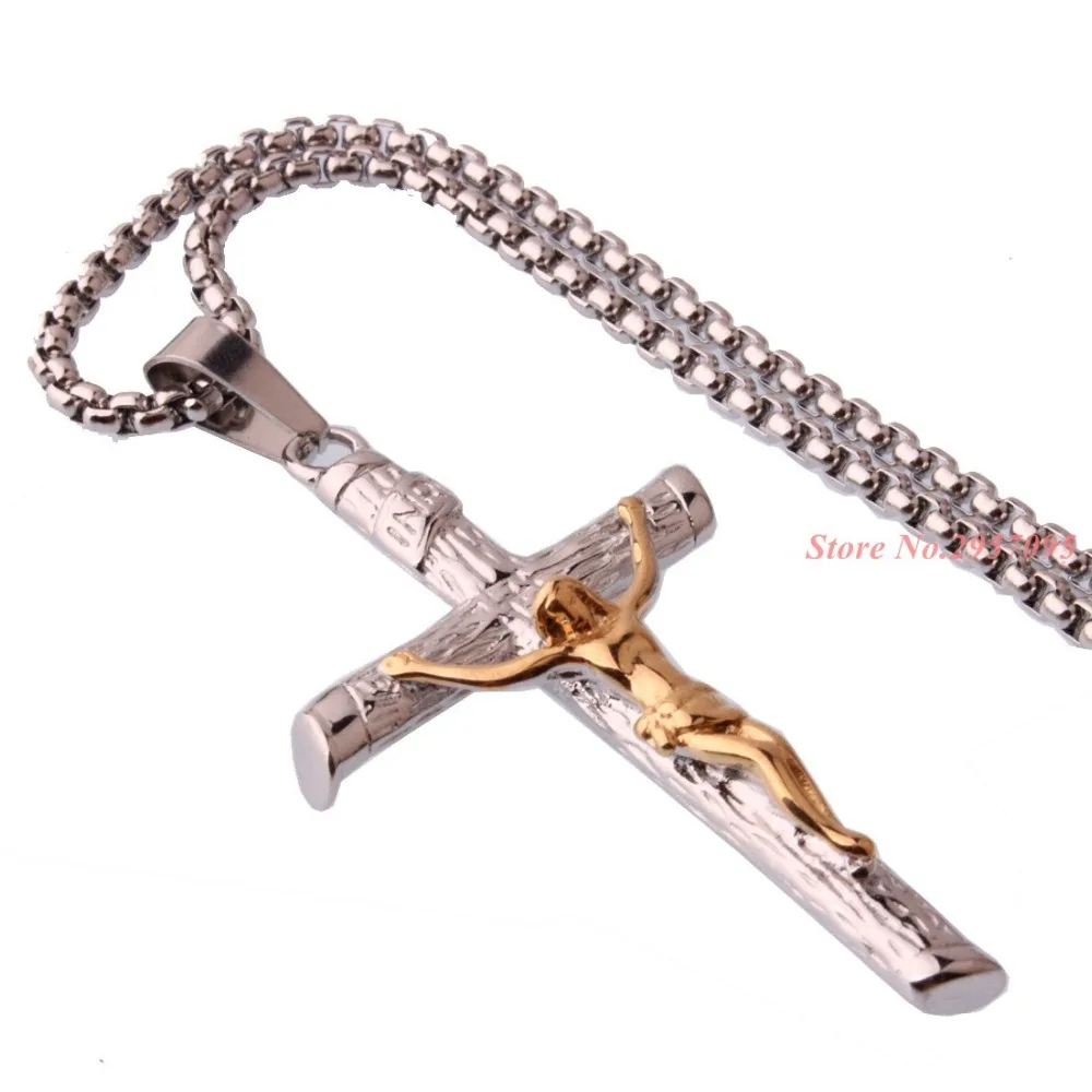 Цепочка с подвеской крестом Иисуса Христа 24 дюйма 3 мм|f pendant|steel crossnecklace cross pendant |