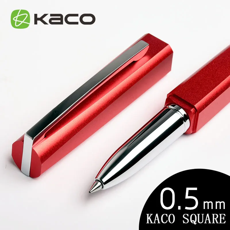 Jinghao KACO SQUARE Serise Charming Red Rollerball Pen with Silver Clip 0.5mm Black Refill Metal Ballpoint Pens for Writing Gift