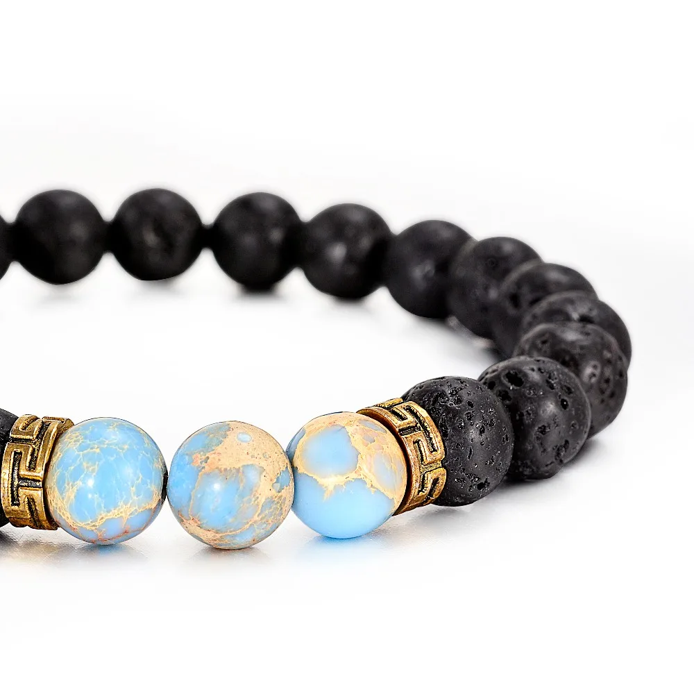 Natural Stone Bracelet Men Black Lava Healing Balance Diffuser Beads Bracelets For Women Jewelry Chrismas Gift | Украшения и