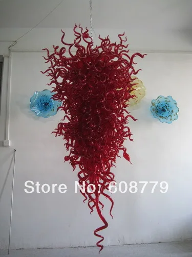 

New Popular K9 Crystal Blown Glass Modern Luxury Chandeliers Red