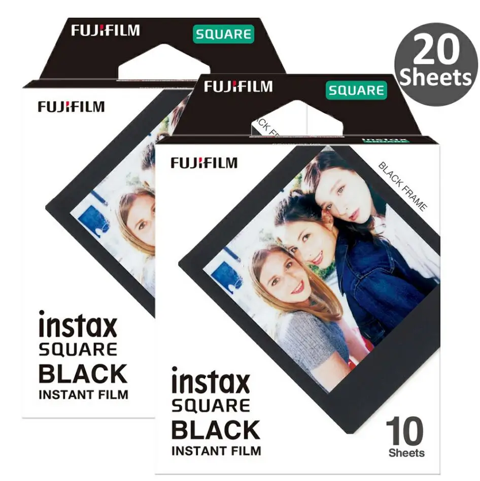 20 Sheet Fujifilm Instax квадратная черная пленка фотобумага(10-100 листов) для Instax SQ10 SQ6 SQ20 мгновенные пленки камеры поделиться SP-3 принтер - Цвет: 20 Sheet
