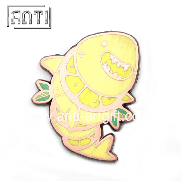 Пользовательские значки на лацкан с Твердой эмалью милый рыбы античная медь