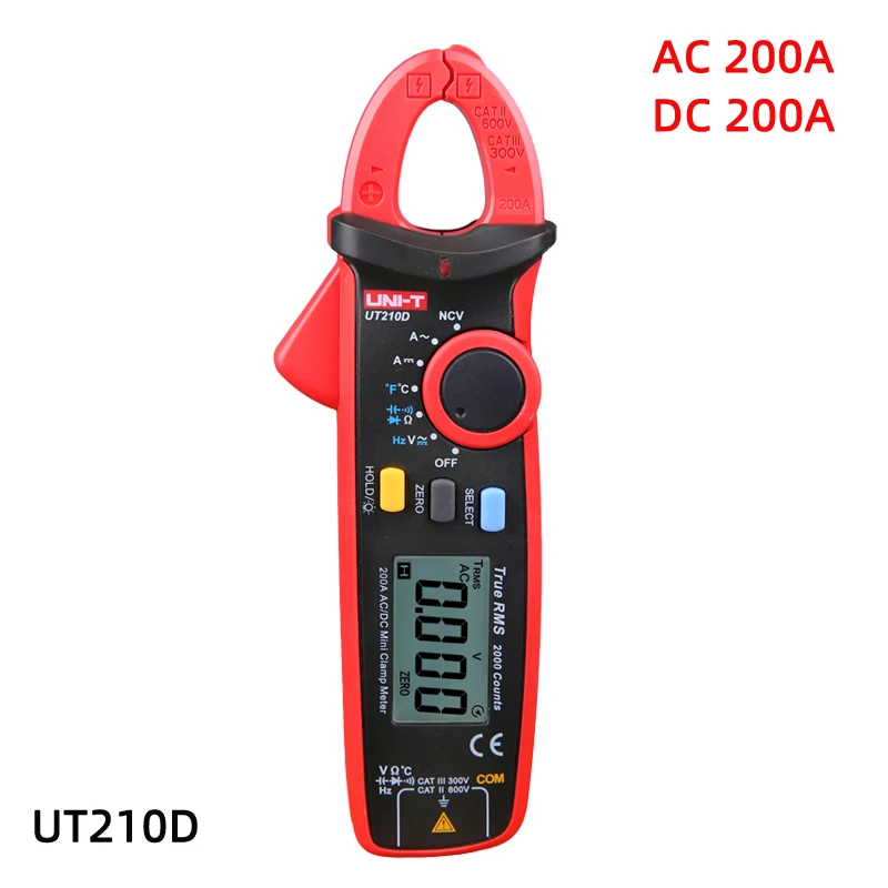 UNI-T UT210A/UT210B/UT210C/UT210D/UT210E мини-клещи; Автоматический диапазон амперметр/VFC/NCV/температурный тест - Цвет: UT210D