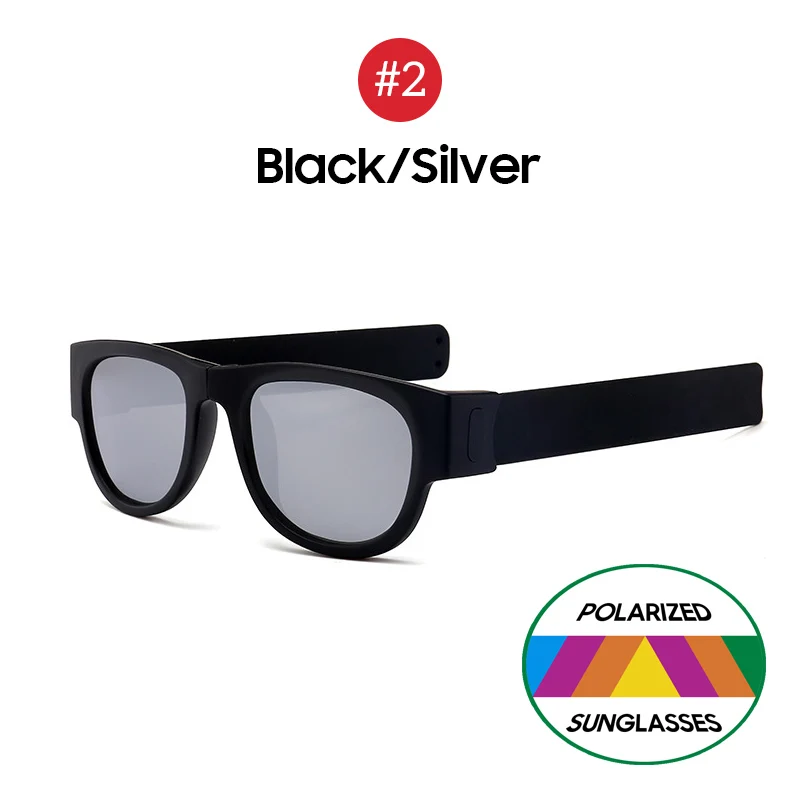 2 Black Silver VIVIBEE Новинка зеркальные мужские Поляризованные складные солнцезащитные очки Новое поступление спортивный складной браслет тренд - Цвет линз: 2 Black Silver
