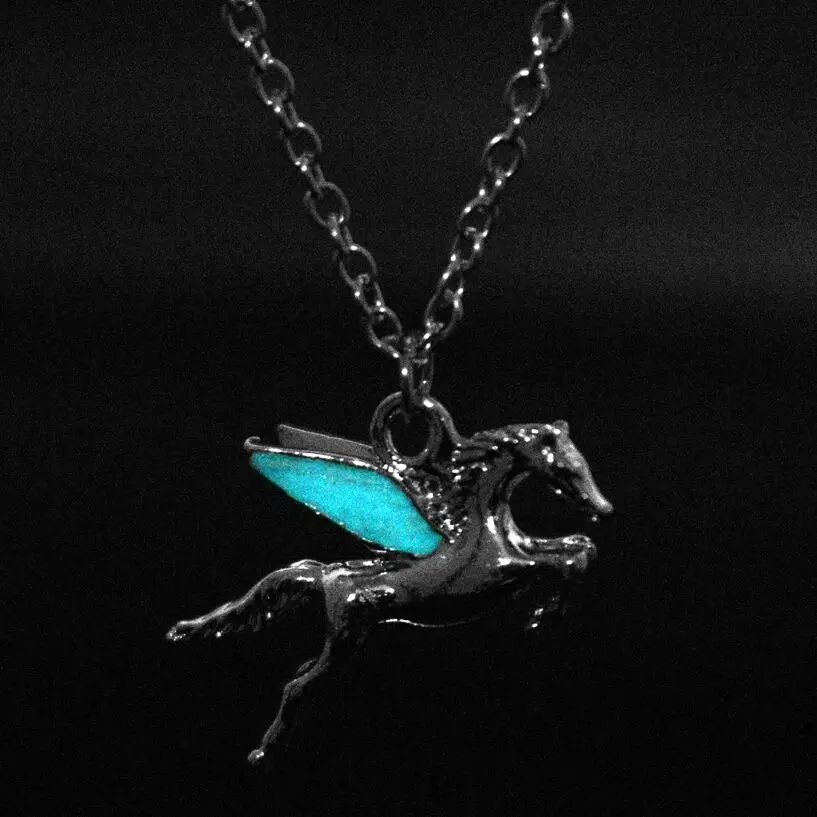 MQCHUN Anime Pegasus GLOW in the DARK Luminous Pendant Necklace Fashion Men's Horse Jewelry Hot Movie Percy Jackson | Украшения и