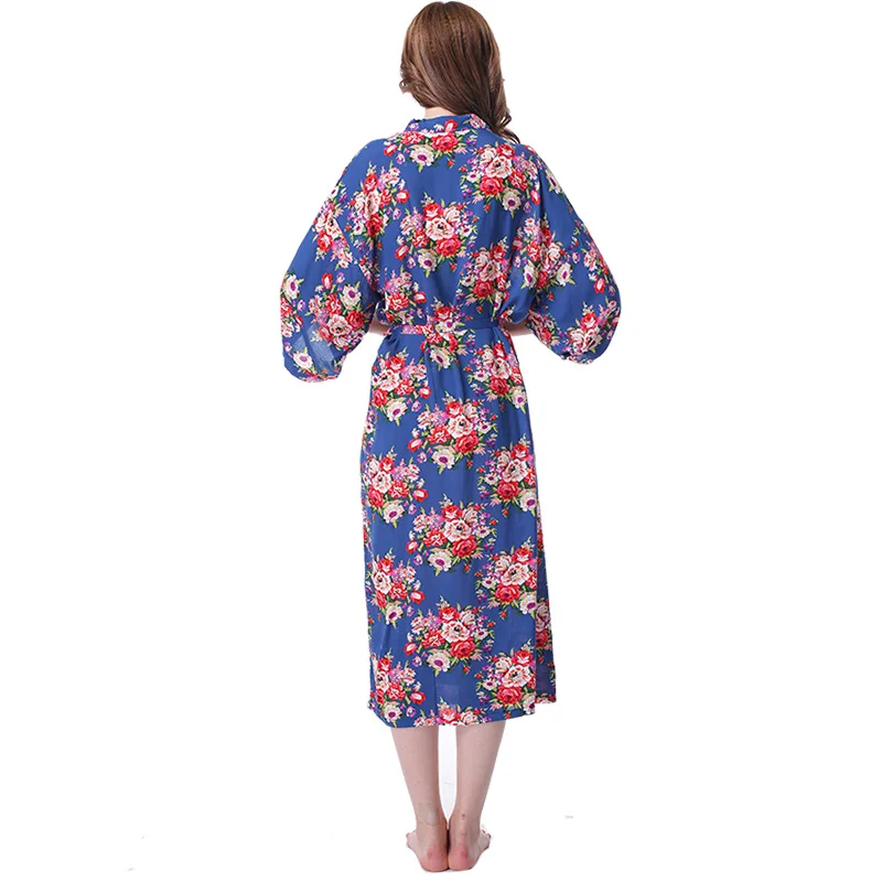 Vestido Longo, цветочное кимоно, халат, Batas De Algodon, пижамы, хлопковый Халат, одежда для сна и халат, женский ночной халат