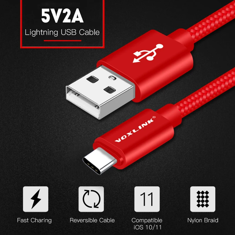 Кабель VOXLINK USB Type c 3 комплекта нейлоновый плетеный кабель для быстрой зарядки Samsung