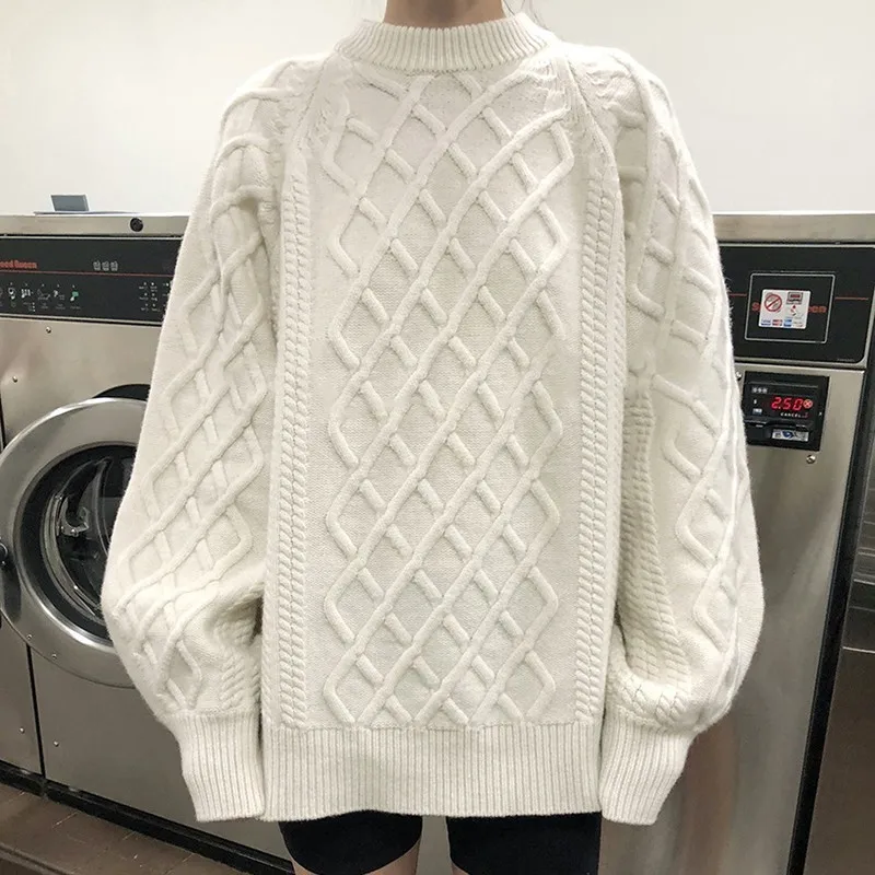 TWOTWINSTYLE Casual Knitting Women's Sweater Pullover Female Lantern Long Sleeve Oversized Jumper Fashion Autumn Winter 2019 New | Женская