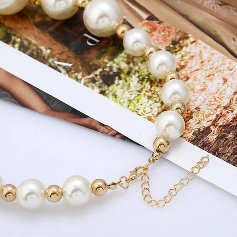 Loura Shace Imitation Pearl Necklace Luxury Big Simulated Pearls Brief Paragraph White Clavicle Chain Necklaces For Women Gift |