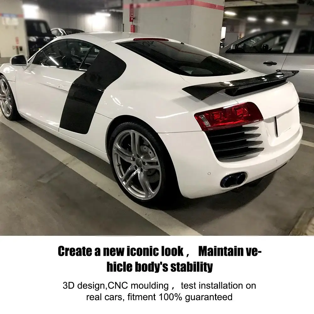 Автомобильный задний спойлер из углеродного волокна для Audi R8 GT V8 V10 2008 2015 черный