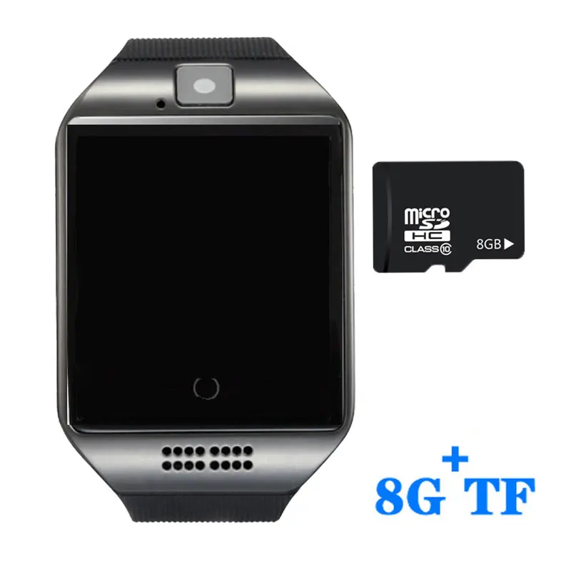 Bluetooth Смарт-часы Q18 Смарт-часы с поддержкой TF sim-карты GSM камера для Android IOS умные часы-телефон для мужчин и женщин Спорт - Цвет: black  8GB