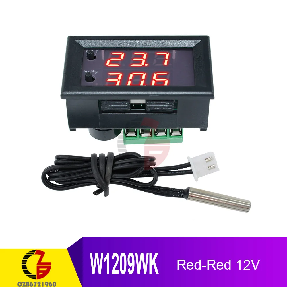 W1209WK Red-Red W1209 W1209WK светодиодный цифровой регулятор температуры 12 В 110 В 220 в домашний инкубатор Автомобильный термометр метеостанция - Цвет: W1209WK Red-Red