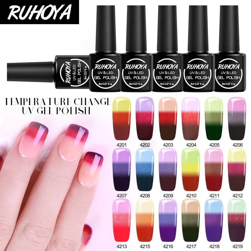 Ruhoya Новое поступление DIY лак для ногтей УФ Гель Замачивание с температурой смена