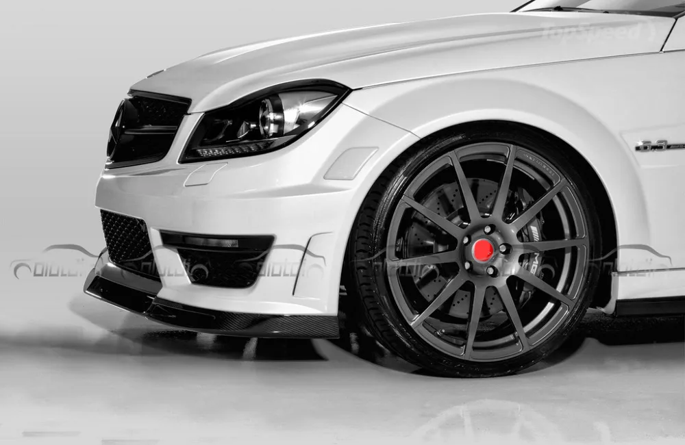 V стиль автомобиля Стайлинг углеродного волокна передняя губа для Mercedes Benz C Класс W204 AMG C63 2012- Бампер сплиттер