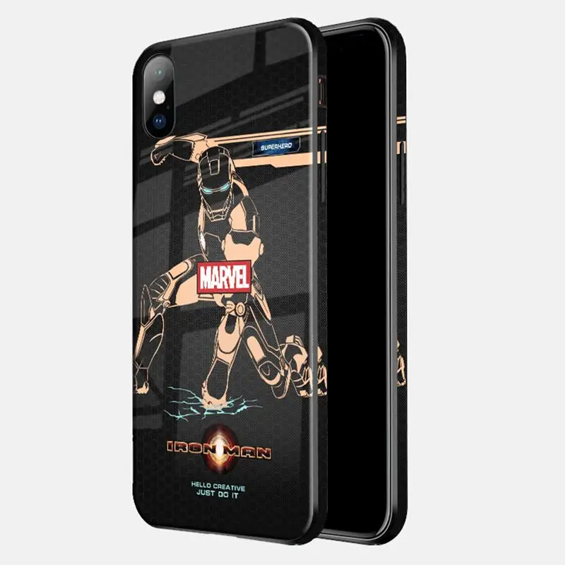 iron Man Чехол для очков для iphone XS MAX XR X 10 6plus Marvel Бэтмен Человек-паук Чехлы для iphone 6 S 6 S plus iphone 7 8 Plus цветной чехол - Цвет: iron Man