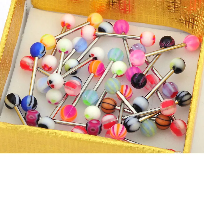 Wholesale 30pcs Mixed Color Lovely Tongue Nipple Bars Ear Rings Barbell Body Piercing Jewelry | Украшения и аксессуары
