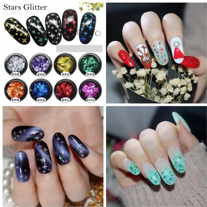 4 мм 9000 шт./пакет Star ультратонкий Sequins Nail Art Блеск Мини блестками Экологичные блестка из ПЭТ декоративный Маникюр Материал