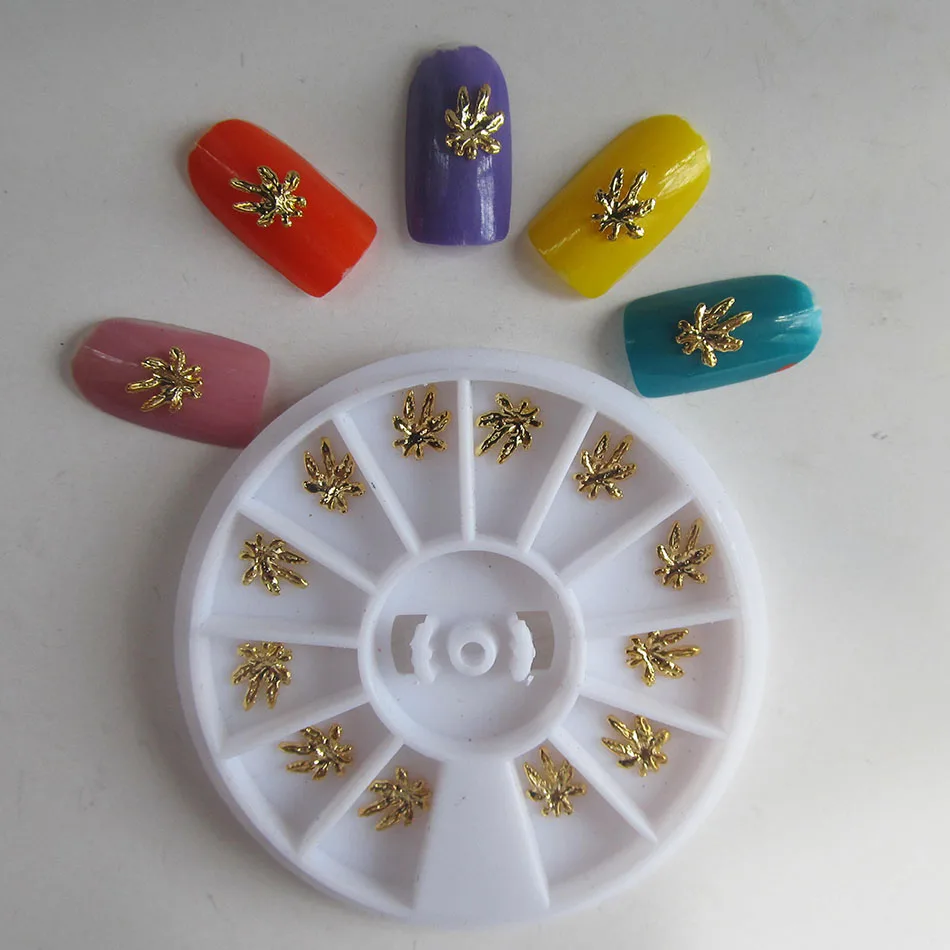 Горячая продажа золотые кактусы сплав ногтей колеса моды 3d Металлические модные