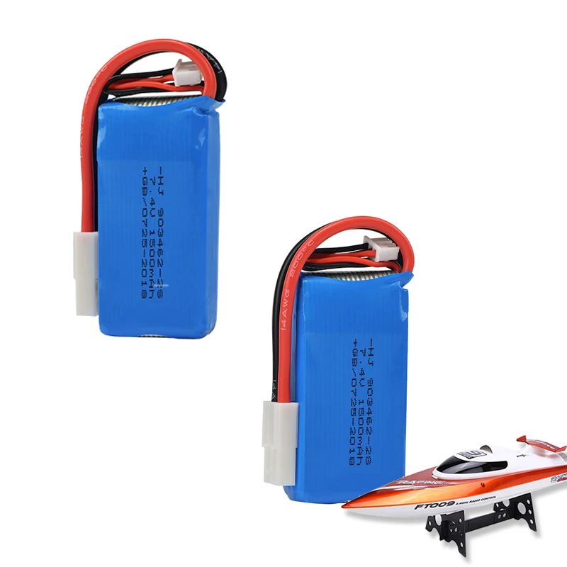 Rc Lipo батарея 7 4 V 1500mAh 2S EL2P разъем для FT009 лодки/Rc игрушки | Игрушки и хобби