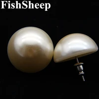 fishsheep 20mm big simulated pearl stud earrings for women white color simple half round imitation pearl earrings for women gift