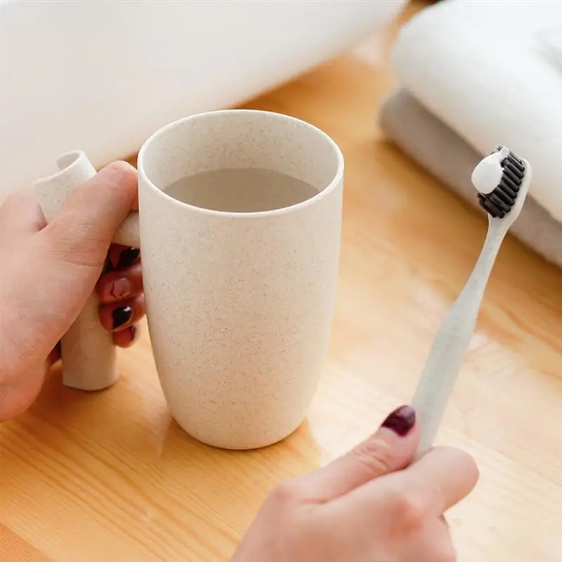 2 шт Пшеничная солома небьющаяся биоразлагаемая ванная зубная щетка стакан для