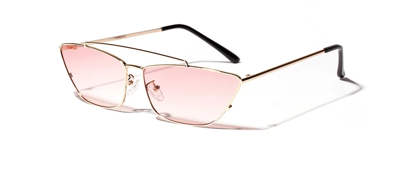 gold with pink Kachawoo, женские солнцезащитные очки кошачий глаз, зеленые линзы, маленькая металлическая оправа, черная для женщин, мужчин, девушек, Винтажные Солнцезащитные очки, металлическая Мода - Цвет линз: gold with pink