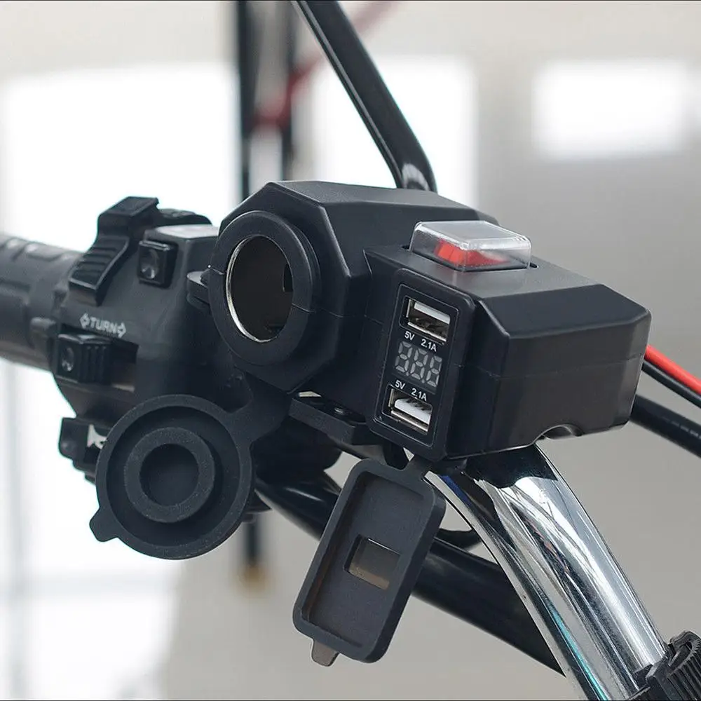 Waterproof 12V Motorcycle Dual USB Charger Cigar Lighter Socket W/ LED Voltmeter accessories parts for motorcycles | Автомобили и