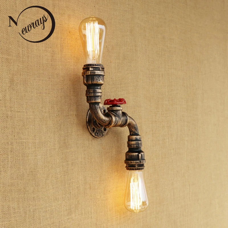 Европейская винтажная промышленная настенная лампа с водопроводной трубой 2