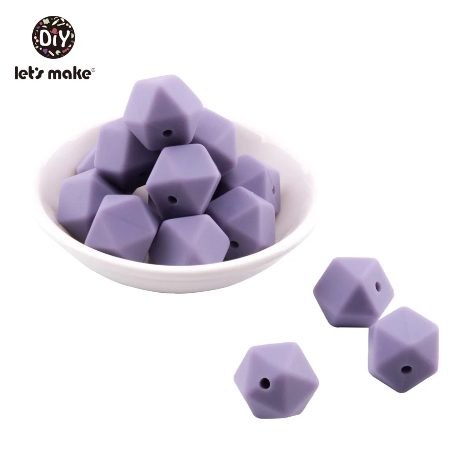 16 Let'S Make 20Pc 14Mm Hexagon Silicone Teether Beads Baby Tiny Rod Multifaced Baby Teething Toy Beaded Silicon Baby Teether Toy - Цвет: 16