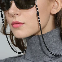 fashion women eyeglass chains black acrylic beads strand anti slip eyewear cord holder neck strap reading glasses rope