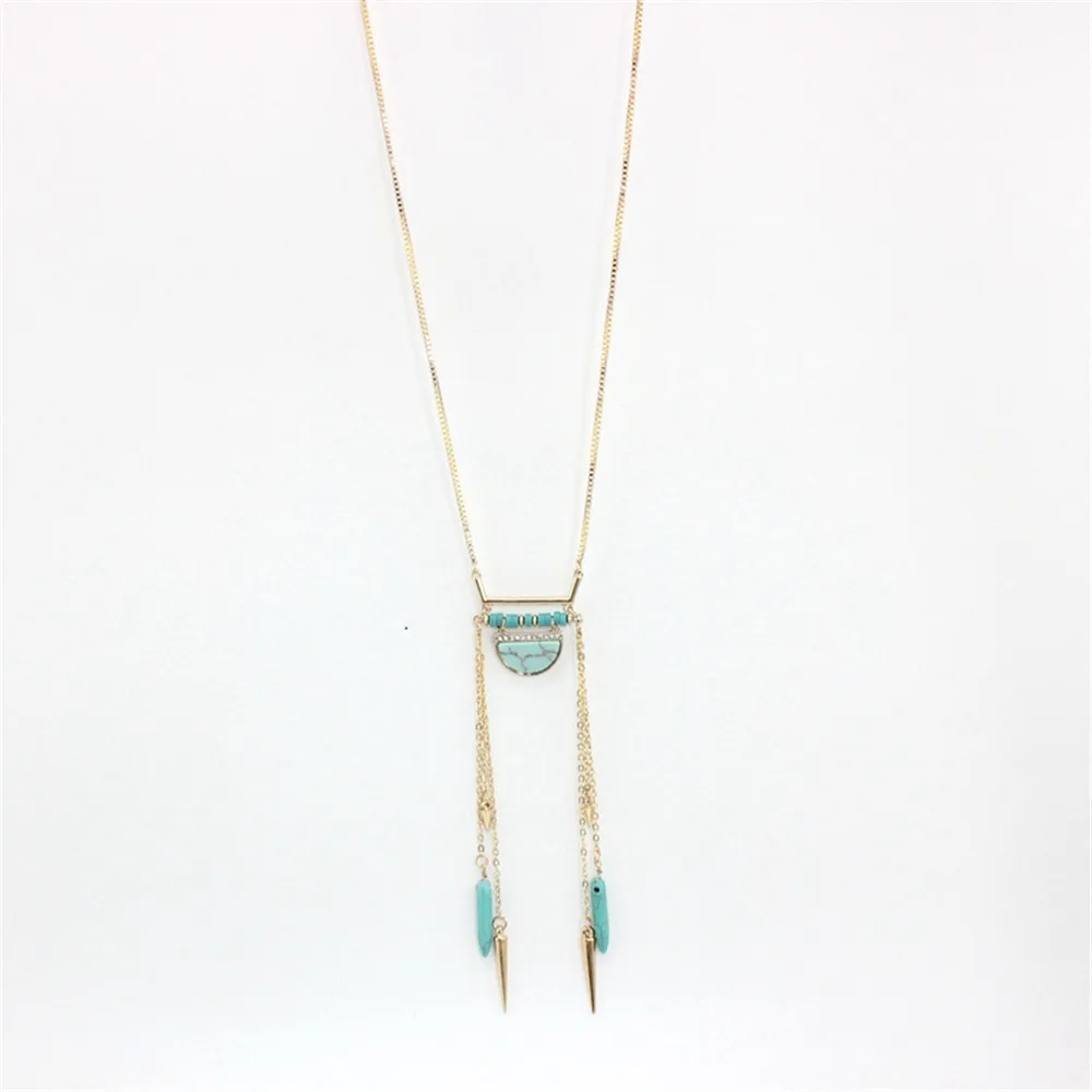 ENZE 2016 free shipping the new fashion Green pine white rivet tassel personality long necklace | Украшения и аксессуары