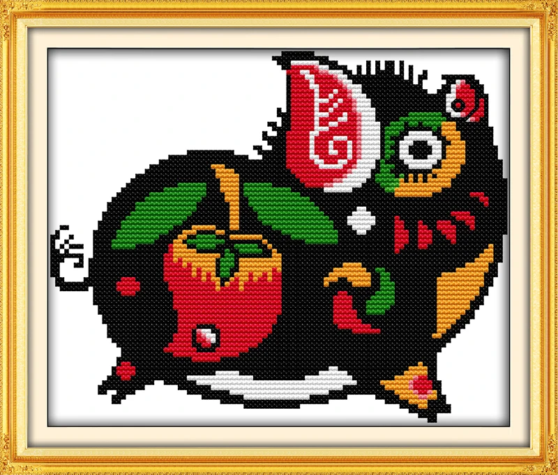 Счастье и долголетие поросенок Набор для вышивки крестиком 14ct 11ct Печать холст