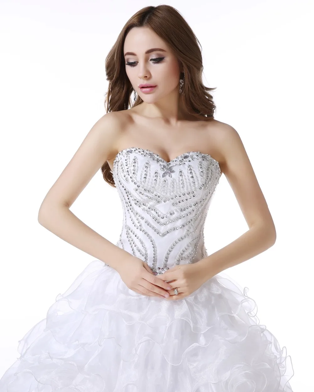 ANGELSBRIDEP Белый Пол Длина Свадебные платья 2018 Красивые Кружева назад с оборками