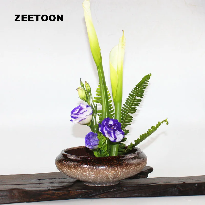 Японский цветной глазурь Ikebana гидропонный цветочный горшок Настольная грубая