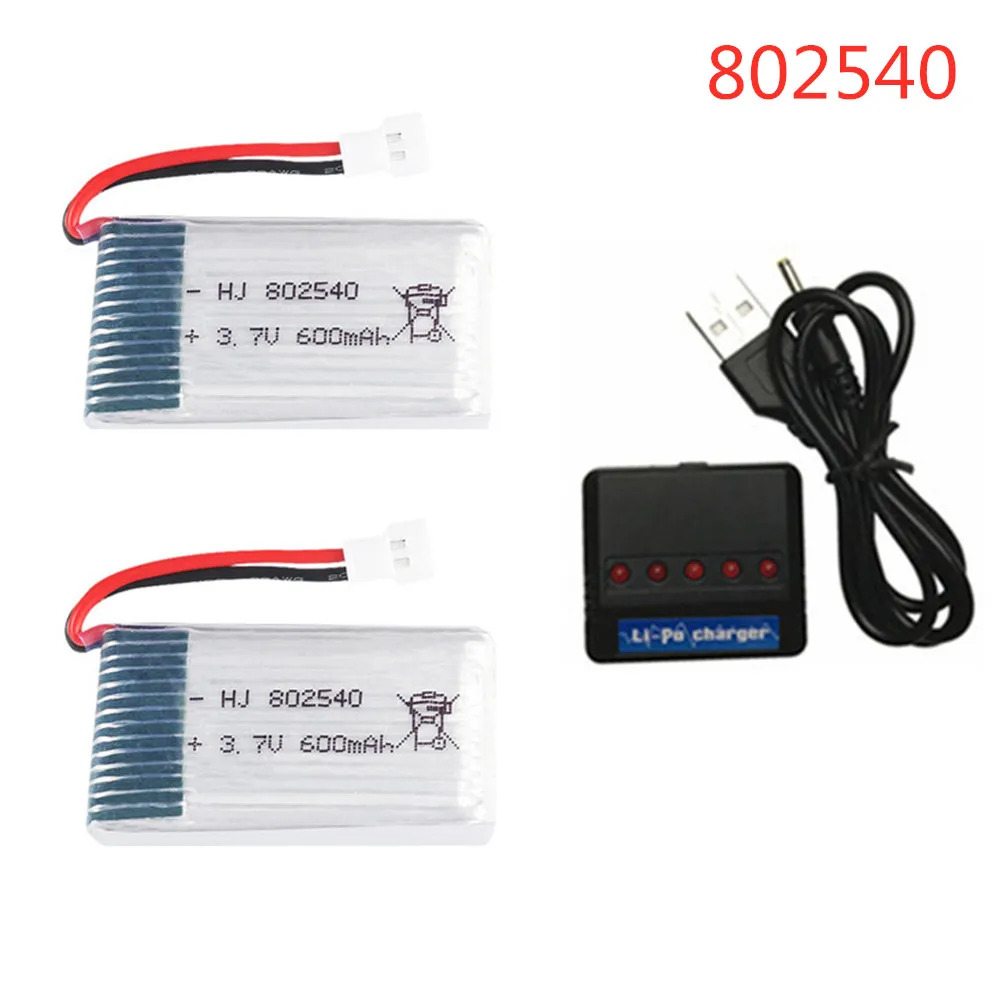 2 шт. 3 7 В 600 мА/ч 802540 для Syma X5SW X5C X5 QX80 вертолет 1S Lipo аккумулятор + 5 в пост. Тока 1 с RC LIPO