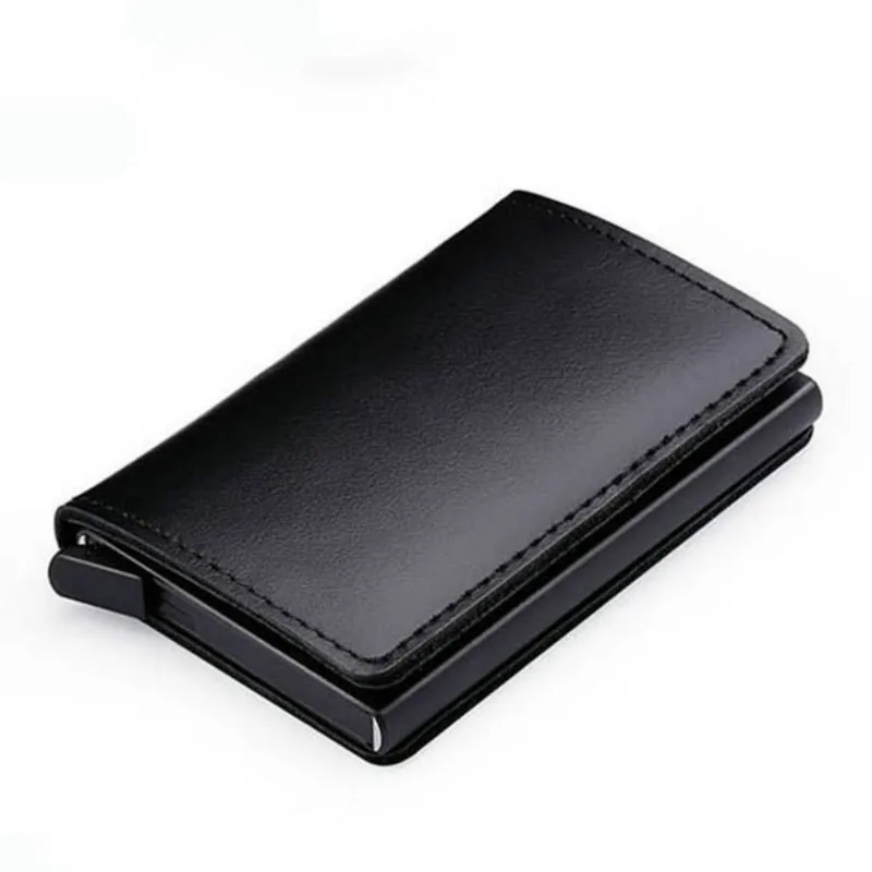 

BISI GORO New Genuine Leather Wallet Slim Business Card Holder RFID Blocking Mini Purse Vintage Antitheft Organizer Card Wallet