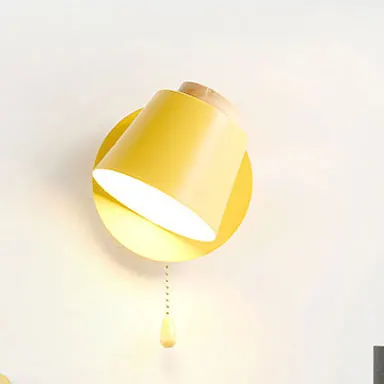 Yellow Вращающийся абажур, настенный светильник, прикроватный, креативный, для гостиной, Настенный бра, для прохода, балкона, для чтения, Скандинавское освещение, светильник с переключателем - Цвет абажура: Yellow