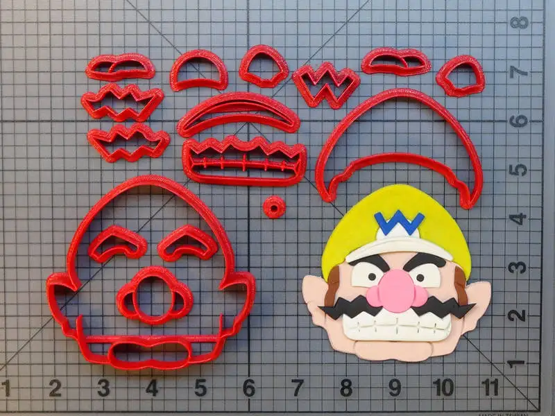 Wario 5 inch Мультфильм ТВ печенья набор из быстрорежущей инструментальной стали сделано 3D печатных камэк логотип Fondant(сахарная) трафареты для украшения пирожных и печенья Форма-резак для украшения торта инструменты - Цвет: Wario 5 inch