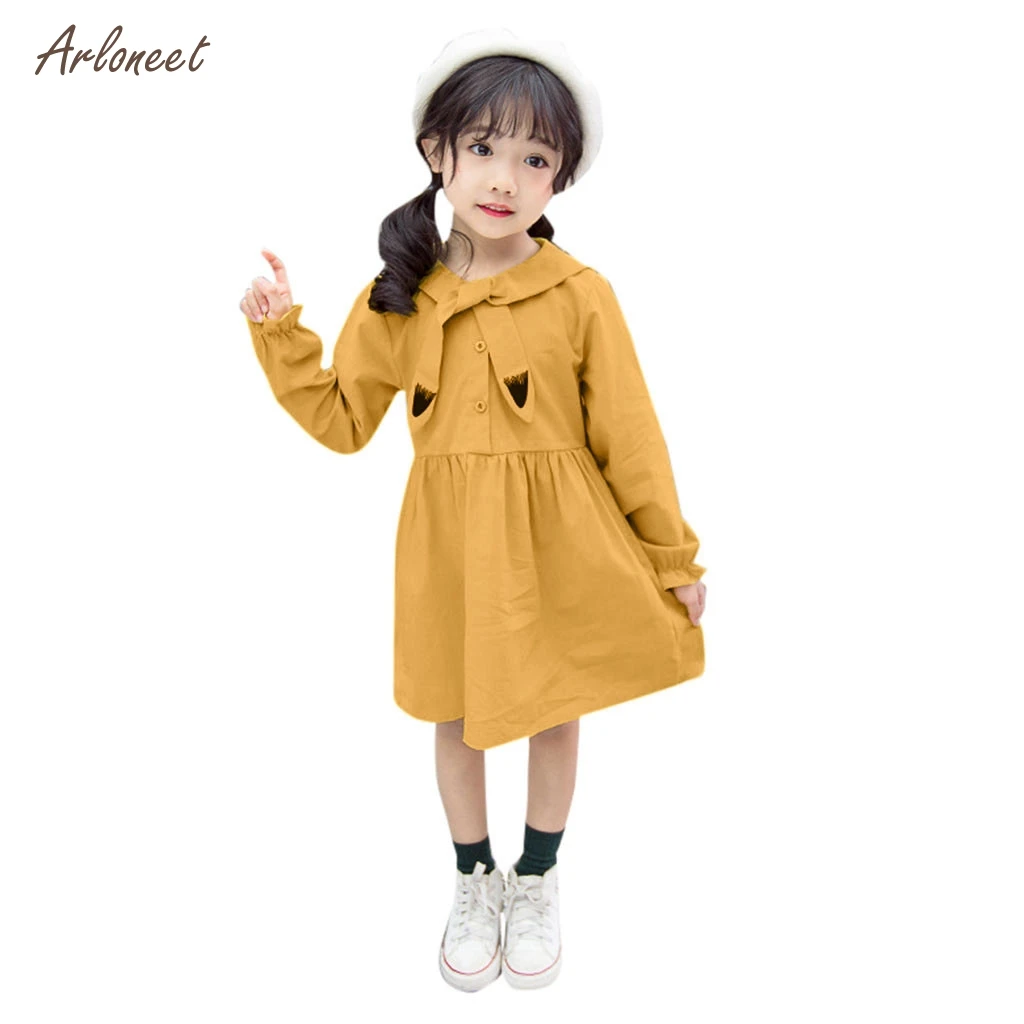 ARLONEET/ г.; модное элегантное платье для новорожденных; костюмы для девочек; зимнее хлопковое праздничное платье с длинными рукавами и рисунком кота; одежда