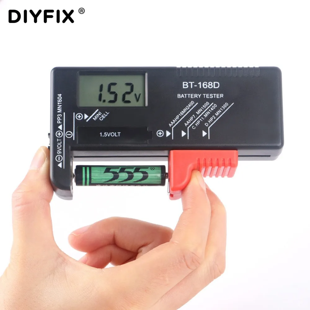 

BT168D LCD Digital Battery Tester Battery Capacity Check Power Level for 9V 1.5V Button Cell AAA AA Batteries Check Tools