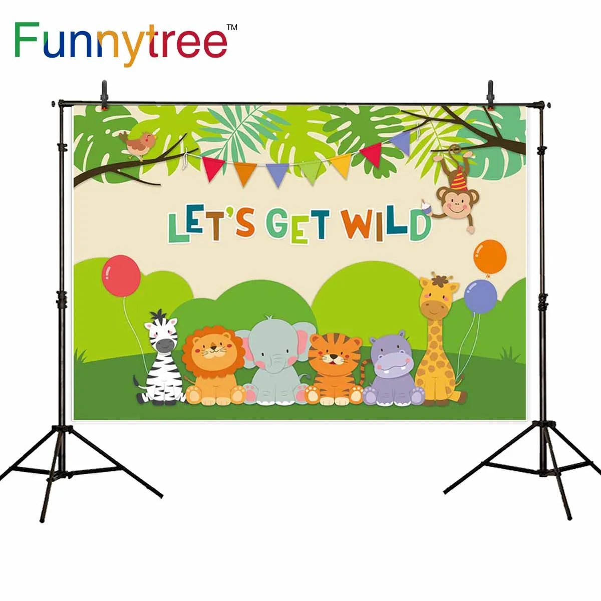 

Фон Funnytree для студийной фотосъемки, дикие животные, мультфильм, сафари, детский фон для фотосъемки
