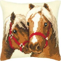 Лошадь DIY Набор для рукоделия Подушка с вышивкой из акриловой пряжи Гобелен Холст Подушка спереди вышивка крестом наволочка - Цвет: Оранжевый