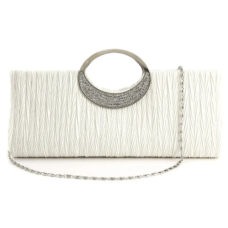Женская вечерняя сумка элегантная Алмазная сатиновая новая белая|Вечерние