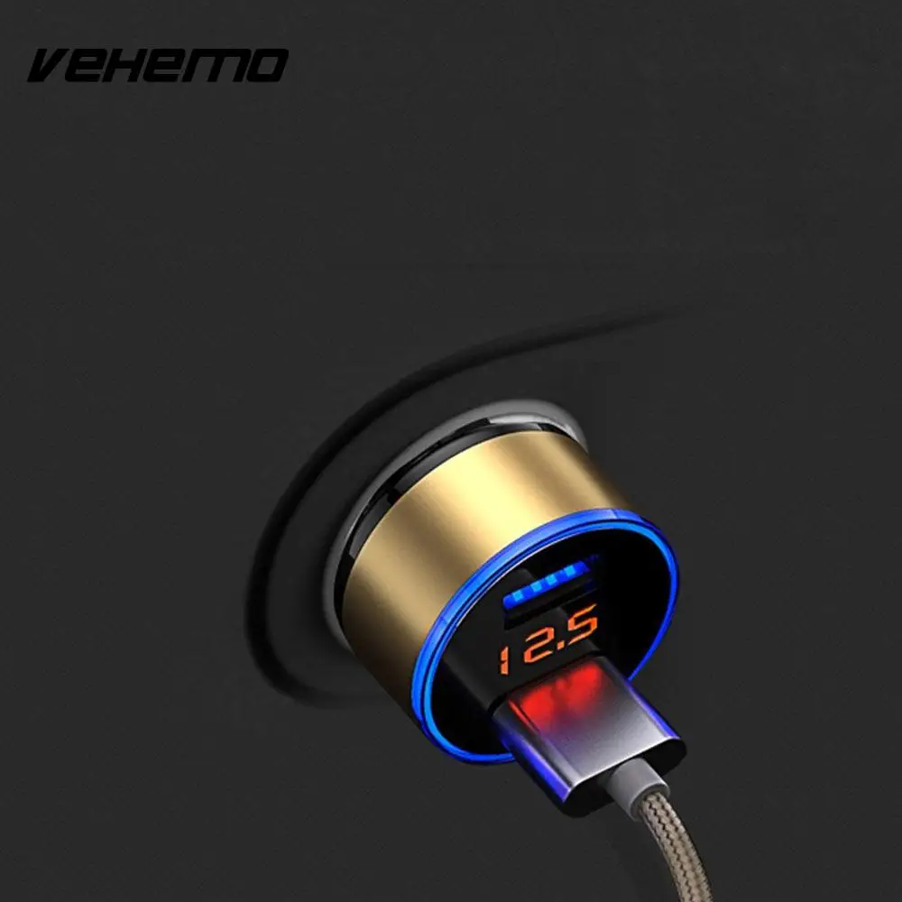 Vehemo Car Dual USB Charger Power Adapter 5V Fast Charging With LED Display For iPhone xiaomi Huawei Samsung | Автомобили и