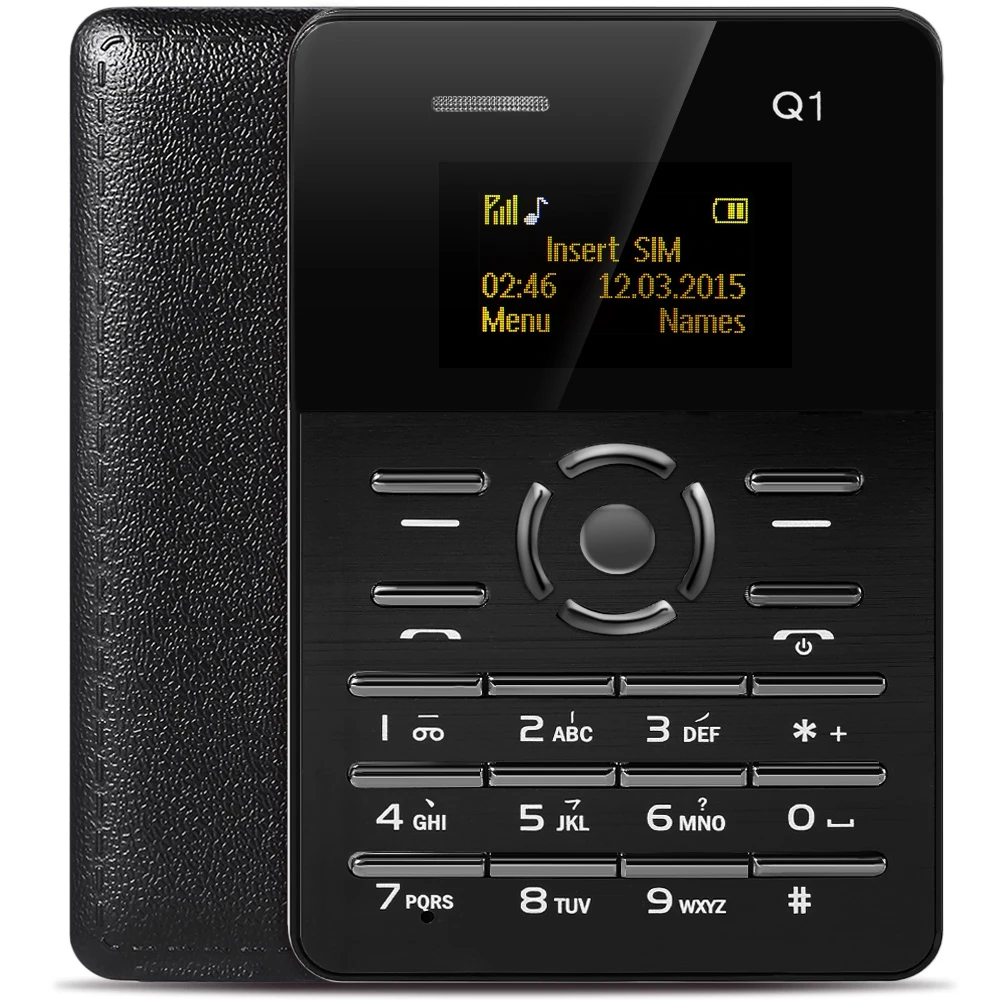 Оригинал AIEK Q1 1.0 дюймов смартфон ультра-тонкие карты телефон fm-аудиоплеера звук