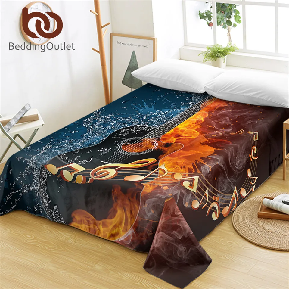 Постельное белье BeddingOutlet для пламенной и водной гитары 1 шт. плоский лист с 3D