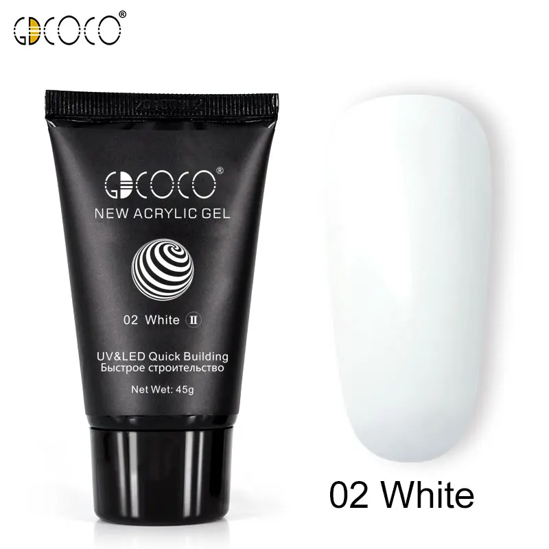 GDCOCO, полигель, Прямая поставка, быстрое строительство, 45 г, наращивание ногтей, гель для ногтей, советы, камуфляж, УФ светодиодный гель для наращивания - Цвет: 02 White New formula