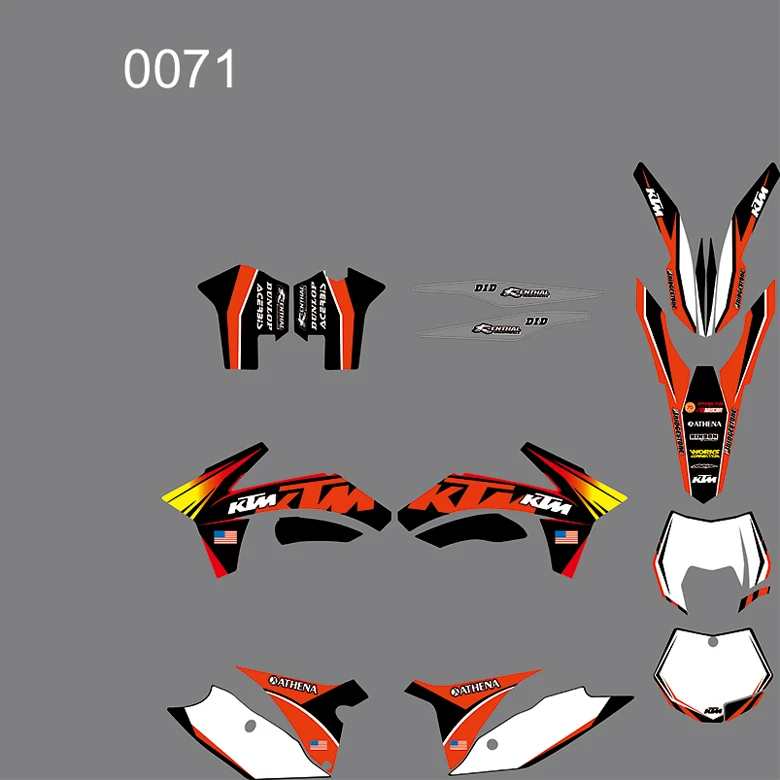 0071 4 вида стилей команда графика фоны наклейки для KTM 125 200 250 300 350 450 500 525 SX 2011 2012 - Цвет: 0071