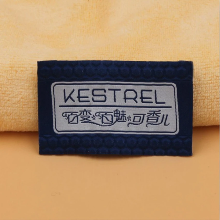 

Customize 1000 pcs/lot Wood shuttle satin woven label selvage edge damask clothing labels fabric sewing tags